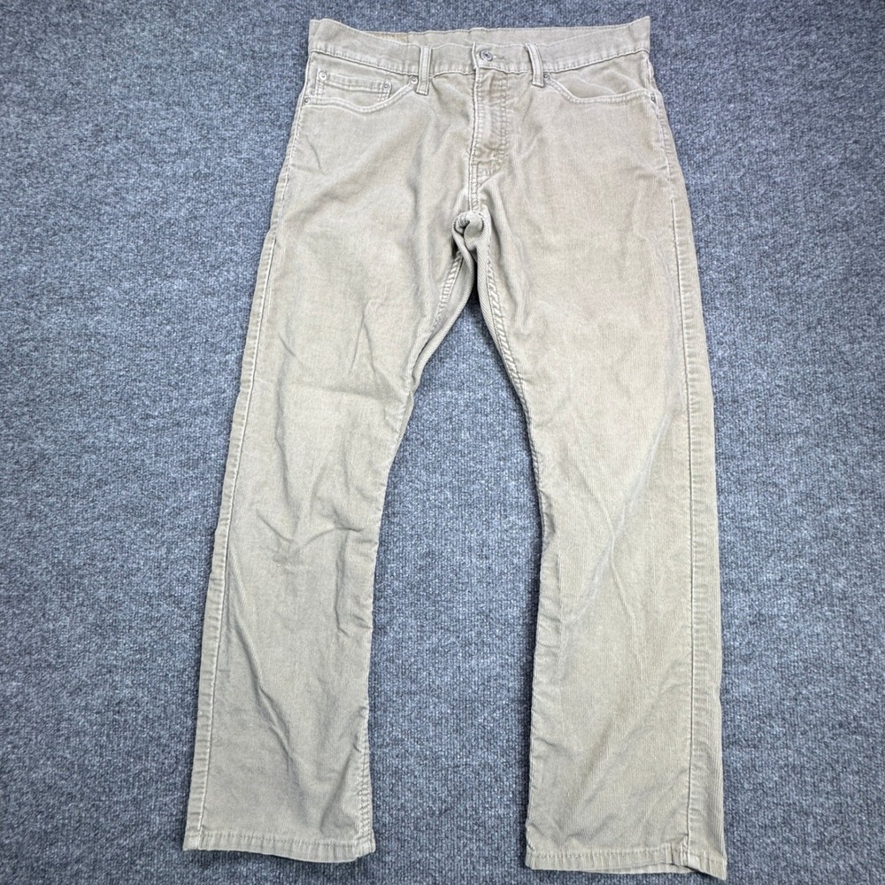Levis 514 Corduroy Pants Mens 34 Tan Straight Leg Flat Front Stretch Casual Work